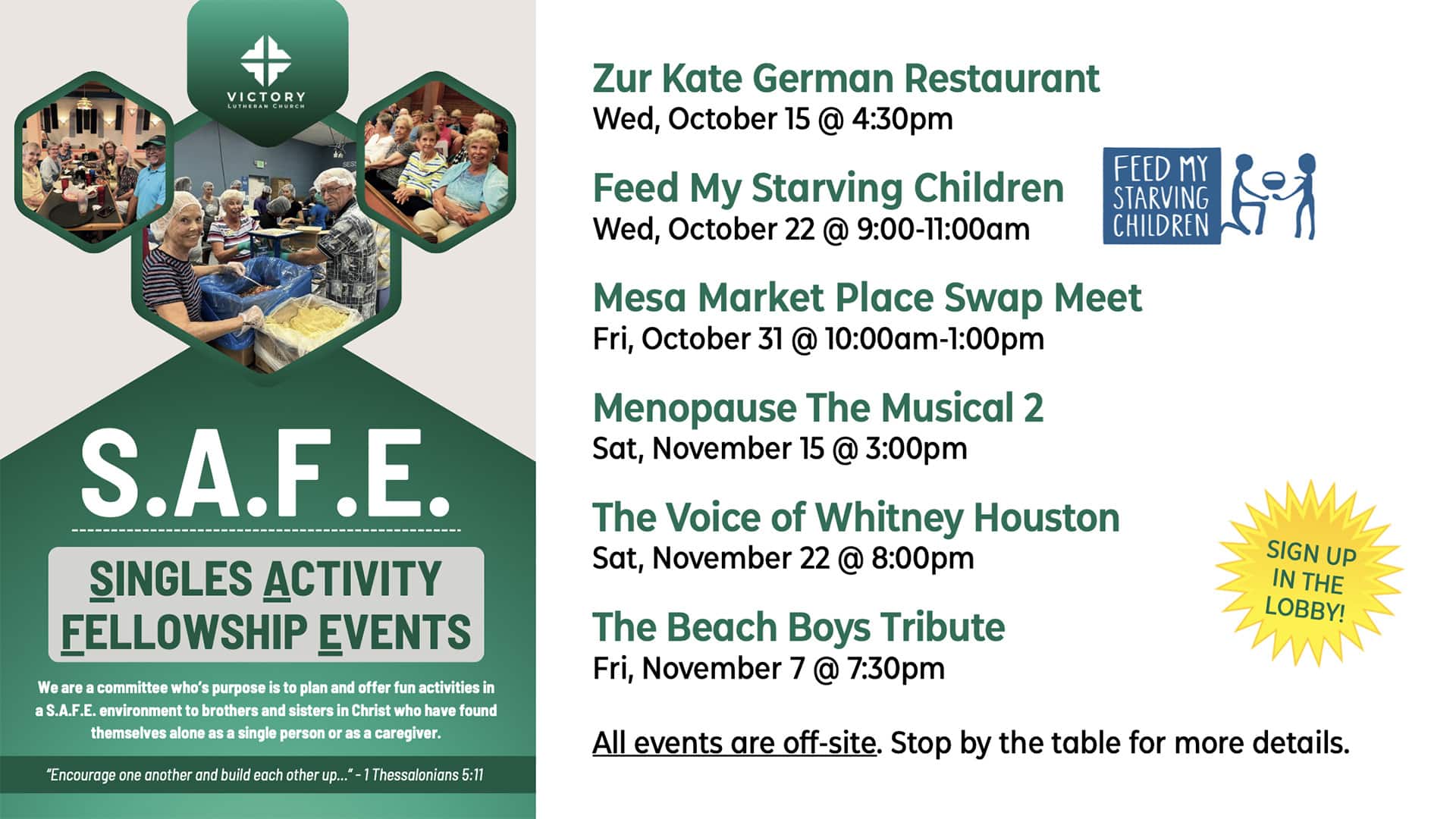 Singles Events OCT 2025