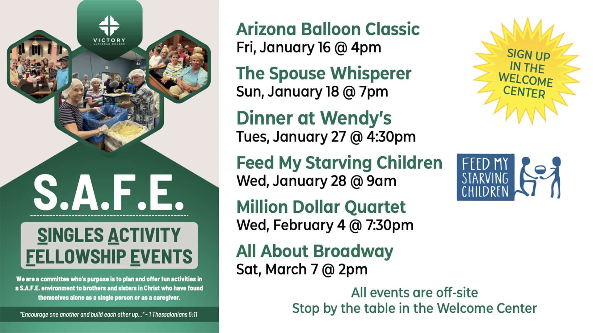 Singles Events JAN 2026